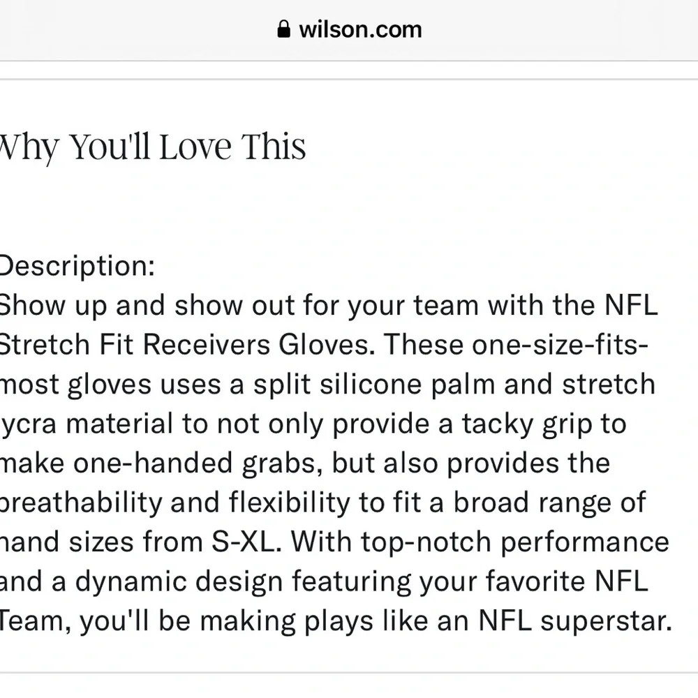 Seattle Seahawks NFL Stretch Fit Receiver Football Gloves WILSON NEW Youth